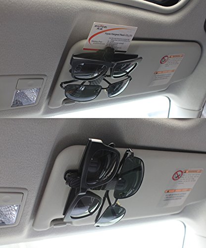 WinWonder Soporte para gafas de coche, 2 unidades, fácil de usar, para tarjetas de billete, gafas de sol, accesorios de coche, color plateado