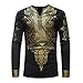 Produktbild LOLIANNI Herren Shirts Luxus afrikanischen Print Langarm Top Bluse Männer Mantel Reißverschluss Hoodie Winterjacke Jacke Beiläufig Slim Fit Outwear Shirt Pullover mit V-Ausschnitt Hedging Tops