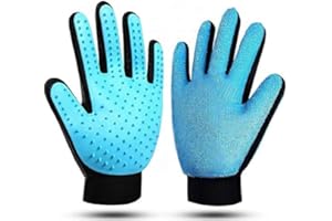 KEENWO PREMIUM Magic Brush Fellpflege-Handschuh für Hund, Katze und Pferd I Tierhaarentferner praktische Fellwechsel Zubehör Bürste zum Entfernen für kurze und lange Tier-Haare (Hellblau, Links)
