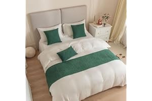 Morbuy Bed Runners and Matching Cushion Cover, Reversible Jacquard Bed Runners Scarves Home Decoration Hotel Bedding Bed Towel Bedroom Bedspread Protection (45x180cm(Bed Runners),dark green)