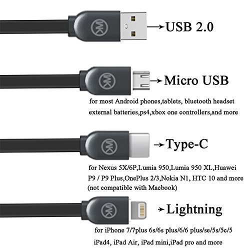 USB C Cable,Hizek 3 in 1 Charging Cable 1M 8 Pin Lightning+Type C+Micro USB Connector for iPhone 7/6/5, Galaxy S3/S4/S5/S6/S7 Edge/S8,Nexus 6P, 5X and More reviews USB C Cable,Hizek 3 in 1 Charging Cable 1M 8 Pin Lightning+Type C+Micro USB Connector for iPhone 7/6/5, Galaxy S3/S4/S5/S6/S7 Edge/S8,Nexus 6P, 5X and More