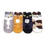 Damen Maedchen Stricken Socken Baumwolle Cartoon Katze Muster Witzige Kurzschaft Socken 4 Paare Mehrfarbig 6206 Geschenk Damen Maedchen Stricken Socken Baumwolle Cartoon Katze Muster Witzige Kurzschaft Socken 4 Paare Mehrfarbig 6206 Geschenk