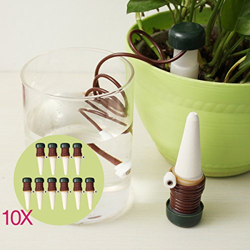 KING DO WAY Automatisch-Bewässerung Wasserspender Tropfer für Topfpflanzen Zimmerpflanzen,aus Keramik & PP Kunstoff | 10 Stück