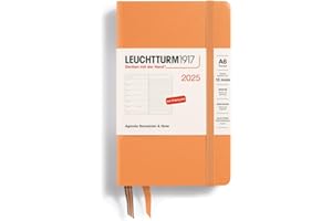 LEUCHTTURM1917 370826 Agenda semanal y bolsillo para cuaderno (A6) 2025, albaricoque, francés