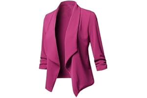 Fulidngzg Giacca Elegante Donna, Curvy Taglie Forti Giacche Bianca Tinta Unita Maniche Lunghe Coprispalle Regular Fit Cotone Giacca Leggera con Risvolto Cardigan Cerimonia Primaverile Autunno