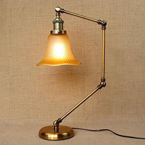 Hines Modern Spring Iron Three Section Extension Telescopic Rocker Arm Table Lamp Creative Rural Long Arm Fold Glass Lampshade Table Lights Bedside Living Room Simple Retro Iron Desk Lamp