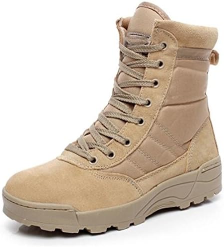 MILEEO Mens Desert Army Combat Military Patrol Tan Work Lightweight Suede PU Leather Boot, UK 11/Asian 46