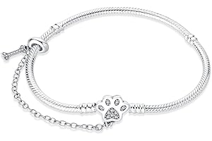 KUNSIR Armbänder Damen Moments Schlangen-Gliederarmband für Bead Charm,Armkette Silber 925 Mit Pandora Bead Charm, Valentinstag Muttertag Geburtstags Geschenk B2