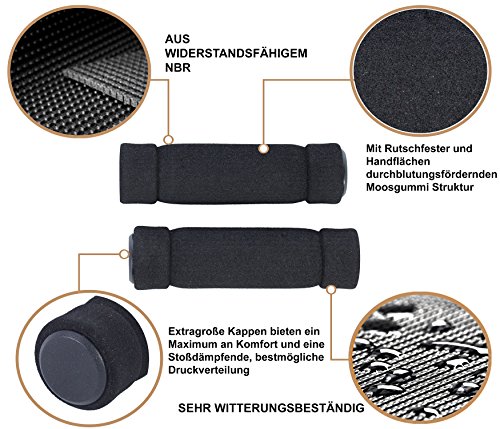 PROMETHEUS Fahrradgriffe | 1 Paar Lenkergriffe in Schwarz für Hudora Roller | Laufrad und Kinderfahrrad | Kindersicherheits – Griffe mit Moosgummi Überzug | Edition 2017 - 5