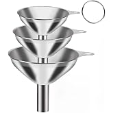 MallArt&reg; Paslanmaz &Ccedil;elik Mini Huni Seti (3'l&uuml;) - 7.5 cm, 5.5 cm, 4.5 cm Dar Ağızlı Sıvı ve Baharat Hunisi, Tutucu Halkalı Mut