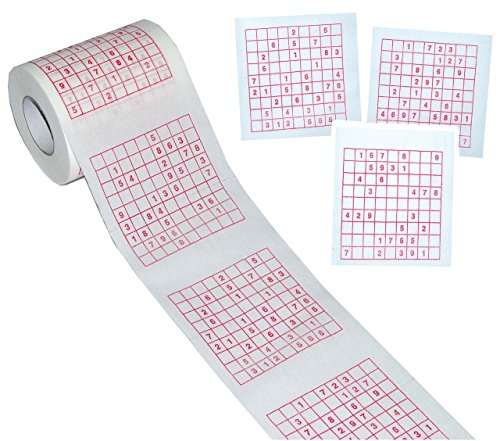 Preisvergleich Produktbild Toilettenpapier 25m - über 230 Sudoku Rätsel - für Kinder und Erwachsene - WC Klopapier Klopapier lustig Klorolle große Rolle Rätselblock zum Abreißen