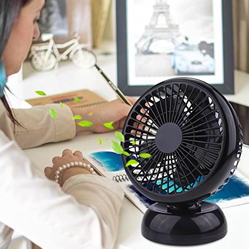 USB Ventilator Fochea Tischventilator Mini Lüfter Kraftvoller und Geraüscharmer mit Einziehbarem USB-Kabel ,Justierbarem Winkel und 2 Geschwindigkeitsstufen für Zu Hause, Büro und Schreibtisch,Schwarz - 7