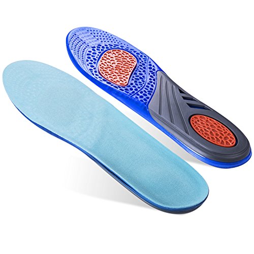 isermeo Plantillas Gel, Plantillas Silicona Ortopedicas Deportivas Deporte Sports - Mujer y Hombre - Ayuda a Reducir el Dolor Protección de Talón y Soporte - Antideslizante y Antibacteriana (1 Pares)