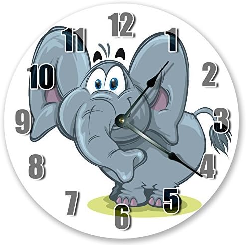 NVBFH43545 Smiling Horton The Elephant Clock Art Wooden Wall Clock Silent Modern Wall Clock for Living Room Bedrooms Children Rooms Wall Art 12x12 in