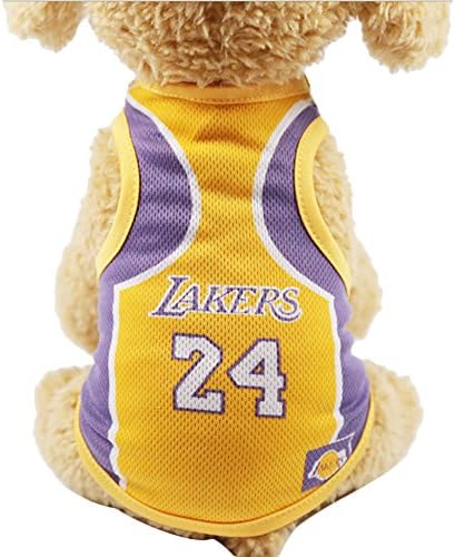 Minkoll Sports Dog Mesh Vest T-shirts, Pets Clothes Cat Shirt Pet Clothing Summer Sweatshirt Football World Cup Clothes,Lakers-M