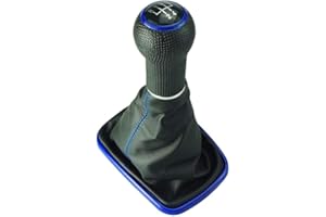 DO!LED DoLED Schaltsack Schaltknauf blauer Rahmen blaue Naht blaue Kappe 5 Gang für 23 mm Schaltgestänge kompatibel/Ersatzteil für VW Golf 4 Bora