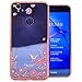 Produktbild COOVY Cover für Huawei P8 lite/P9 lite/Honor 8 lite (Model 2017) leichte, ultradünne TPU Silikon Bumper Hülle, Slim Schutzhülle, Case im Blumen Design mit Strass Steinen | Farbe rosegold
