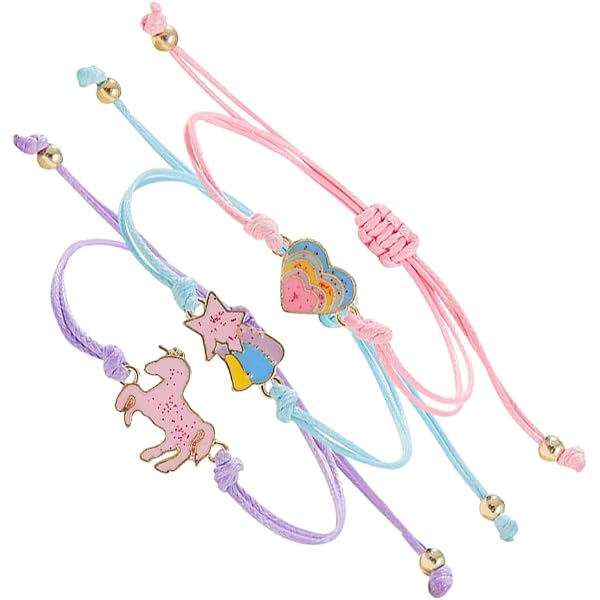 Set Da 6 Braccialetti Arcobaleno Per Bambina – Intrecciati A Mano, Con Pendenti Puzzle, Regolabili, Regalo Amicizia