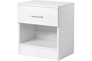 Bonnlo Nachttisch, Kleiner Beistelltisch, Nachtschrank mit Schubladen, Nachtkommode Boxspringbetten, Kommode 30cm breit Schlafzimmer, 39 x 29x 41 cm (1, Weiß)