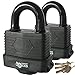 Produktbild Brand New - Pack of 2 x Waterproof Weatherproof Heavy Duty Padlocks - 2 Keys Per Lock - Million Key Combinations for Maximum Security - Designed to Use Outdoors - Garage / Sheds / Bikes / Vans - Waterproof Padlocks - ON SALE