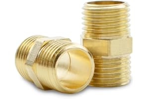 Bwintech 2 Uds 1/2 "macho a 1/2" macho, rosca BSP, conector de pezón hexagonal de latón para conversión de conexión de tubería