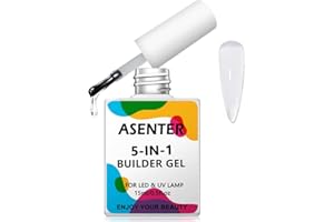 ASENTER 5 en 1 Clear Gummy Builder Gel pose Americaine, Extend Gel, UV Gel de Construction, Colle Ongle, Base et Structure Rubber Base
