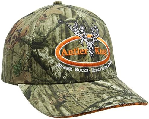 Antler King Unisex Hats That are Adjustable and Feature A Faux Leather Front Embroidered Logo and Realtree Back. , Camo, Large