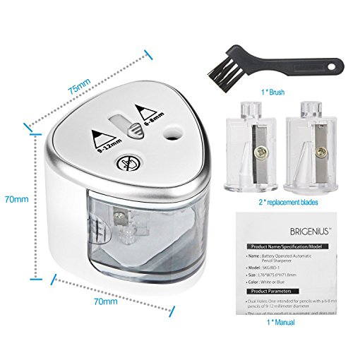 Automatischer Elektrischer Anspitzer, Batterieleistung Spitzmaschine 2 Verschieden Große Löcher 6-8 mm oder 9-12 mm für Standard und Jumbo Stifte - 8