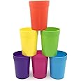 VIO® 6 Pack Reusable Stackable Plastic Cups Set Colorful Drinking Tumbler Glasses Dishwasher Safe for Kids Children Toddlers Adults 400 ML Multicolor Beverage Set