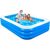 GALAXYER Inflatable Swimming Pool, Family Inflatable Pool with 3 Rings for Toddlers and Adults, Indoor Outdoor Garden Pool, 2