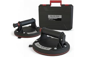 GearTool - 2 Ventosas para Azulejos con Maletín | Diámetro 20 cm y Carga Máxima 260 kg | Ventosa para Cristal Profesional, Ventosa para Elevar y Transportar Mármol, Vidrio, Muebles