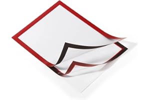 Durable 487203 Duraframe Pochette Cadre d'Affichage Dos Adhésif pour Document A4 Rouge Sachet de 2