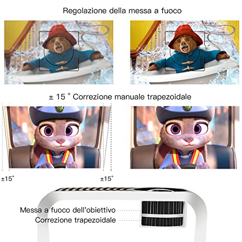 Proiettore 2400 Lumens Full HD Alta LuminositÃ , GooBang Doo T22 VideoProiettore LCD 1080P Portatile per Home Cinema Giochi Film Presentazioni