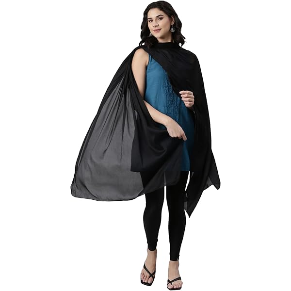 RANI SAAHIBA Dupatta In Chiffon Tinta Unita Per Donna - Leggero E Trasparente Con Bordo In Pizzo - Bianco - 2.35m X 1.20m - 3