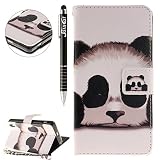 Sony Xperia Z2 Hülle,Sony Xperia Z2 Leder Brieftasche Hülle im BookStyle,SainCat PU Leder Wallet Case Lederhülle Folio Schutzhülle Ledertasche Hülle Bumper Handytasche Skin Schale Soft Backcover Handy Tasche Flip Cover Buchstil Klapptasche in Lederoptik mit Standfunktion Karteneinschub und Magnetverschluß Etui Flip Case fürSony Xperia Z2 (Cartoon Panda)