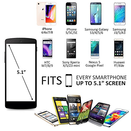 PORTHOLIC   Brazalete deportivo Para Deportes M  s Correa De Extensi  n Con soporte para llaves  cables y tarjetas para iPhone 8 7 6 Galaxy S9 S8 Huawei  Bq x5  HTC  LG hasta 5 1 pulgas  negro  