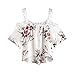 Produktbild Damen Tops Strene Loveso Frauen Reizend Trägerlose Schulterfrei Blumenmuster Kurzarm Bluse Tops T-Shirt ((Größe):38 (L), Weiß)