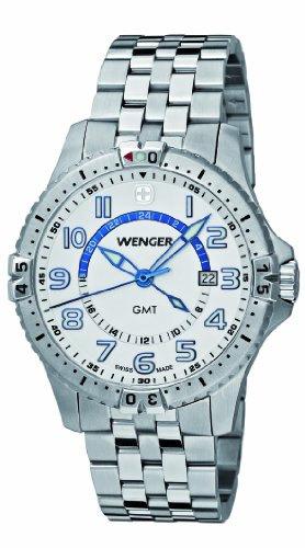 Wenger Herren-Armbanduhr XL Squadron GMT Analog Quarz Edelstahl 77079 Wenger Herren-Armbanduhr XL Squadron GMT Analog Quarz Edelstahl 77079