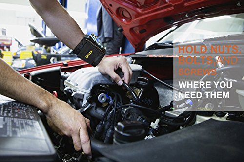 Grsta Beste Magnetische Armbänder, mit 5 leistungsstarken Magneten Magnet Armbänder für Holding Werkzeuge, Schrauben, Nägel, Schrauben, Dübel, Bohrungen und kleine Werkzeuge, Nägel und Schrauben Tasche -Best Werkzeug Geschenk für DIY Handwerker, Vater, Ehemann, Freund, Männer, Frauen（Schwarz） - 5