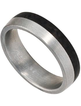 Partnerring Ring Edelstahl mit Carbon Freundschaftsring Unisex Edelstahlring