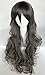 S-noilite 32" Long Curly Dark Grey Wigs Ladies Women's Full Head Cosplay Anime Costume Party Wig - Short Bang Style