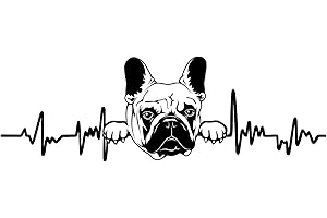 Finest Folia Adesivo decorativo per auto, frigorifero, computer portatile, larghezza 27 cm, motivo: animali battenti a cuore, nero lucido, 10 bulldog francese