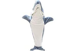 MOREASE Shark Blanket, Hai Decke Onesie Erwachsene, Tragbarer Flanell Hai Kapuzenpulli mit Kapuze, Superweicher Fleece Schlafsack und Wurfdecke, Geschenke für Cosplay Hai Kostüm Liebhaber (L for 160-168cm)