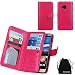 Produktbild M9 Case, DRUnKQUEEn TM Wallet PU Leather Flip Card Holder Clutch Purse, 2 in 1 Detachable Magnetic Back Cover for HTC One M9