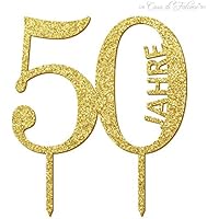 Cake topper 50 Jahre | Tortenstecker, Acryl, gold oder silber, einseitig glitzer | Für Hochzeit oder Geburtstag
