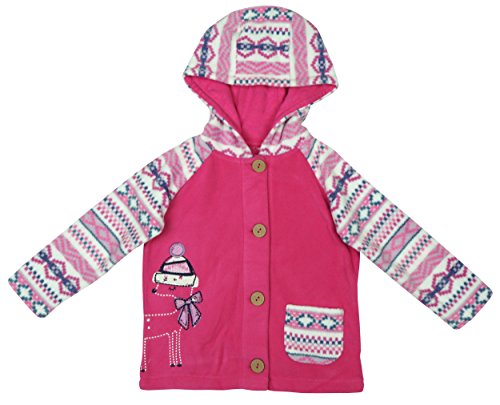 Girls Baby Reindeer Applique Pink Fleece Hooded Jacket Top sizes from Newborn to 18 Months