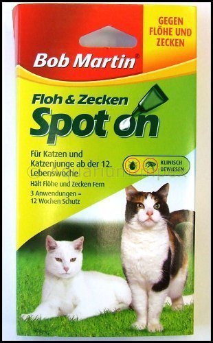 BOB MARTIN SPOT ON 12 Wochen Floh Zeckentropfen KATZEN Tropf Zecken Schutz