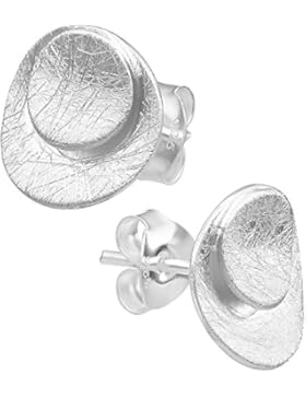 Vinani Ohrstecker Design Doppel Kreis rund gebogen gebürstet Sterling Silber 925 Ohrringe 2ORD