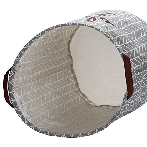 LAAT Falten Wäschehammer Eimer Badezimmer zylindrische Leinwand Aufbewahrungsbox mit Totes Baumwollgewebe mit wasserdichtem PE-Beschichten Futter öffnen Fässer 40*50CM - 2