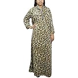 Indiatrendzs Women Velvet Nightdress Tiger Print Black Yellow Long Nighty XXXL
